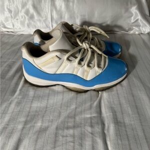 White and Blue Athletic Sneakers